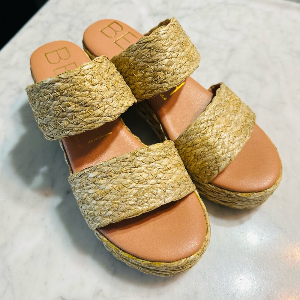 Tan Platform Mules Beach by Matisse